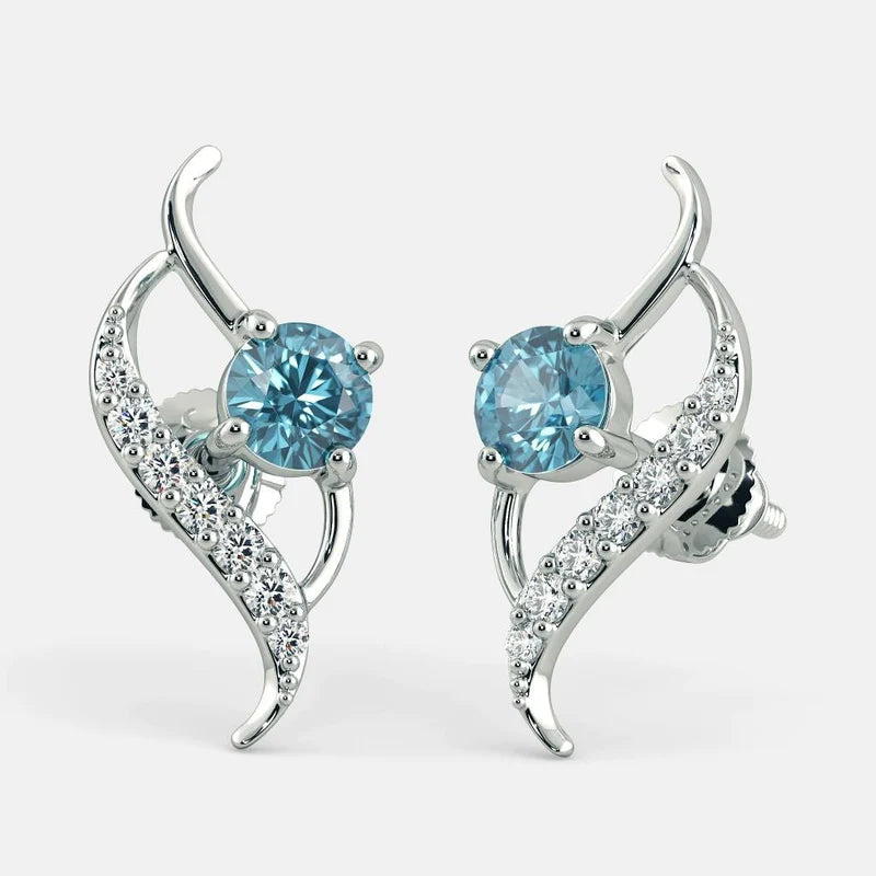 Aquamarine Zircon Earrings - 925 Silver