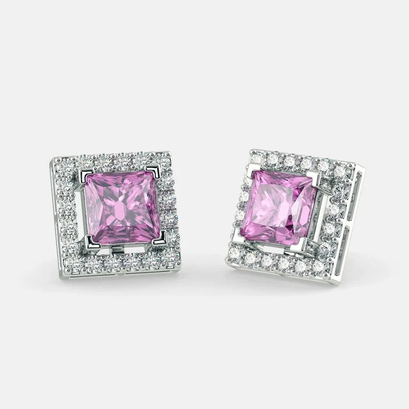 Serena Pink Sapphire Studs - 925 Silver